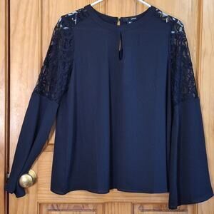 Bloomingdale's Aqua Shirt Women's Medium NWT Black Lace Goth Coquette Lolita